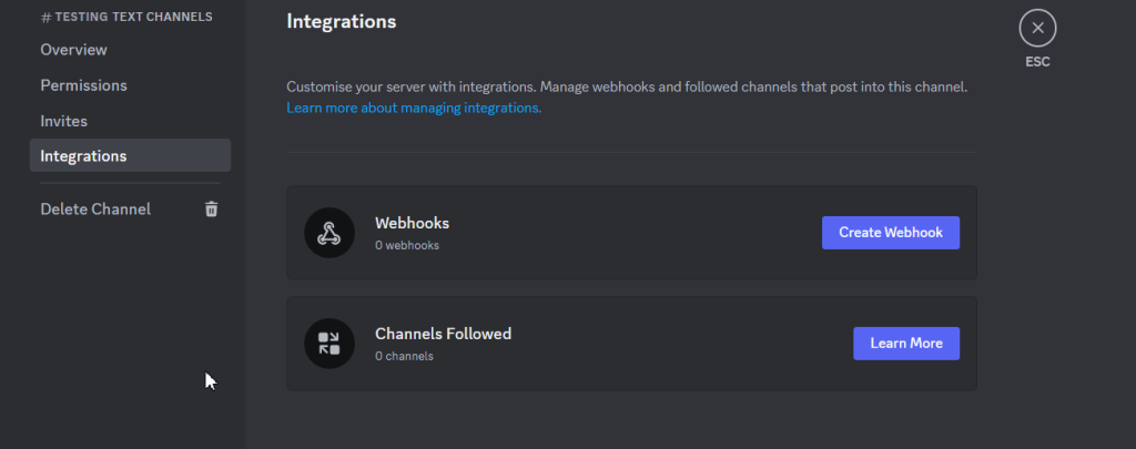 creating discord webhook for getting employee productivity updates via Discord