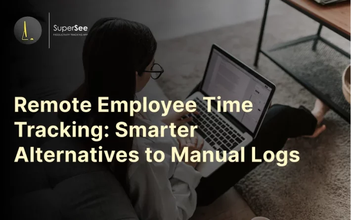 Person working on a laptop from home, representing remote employee time tracking