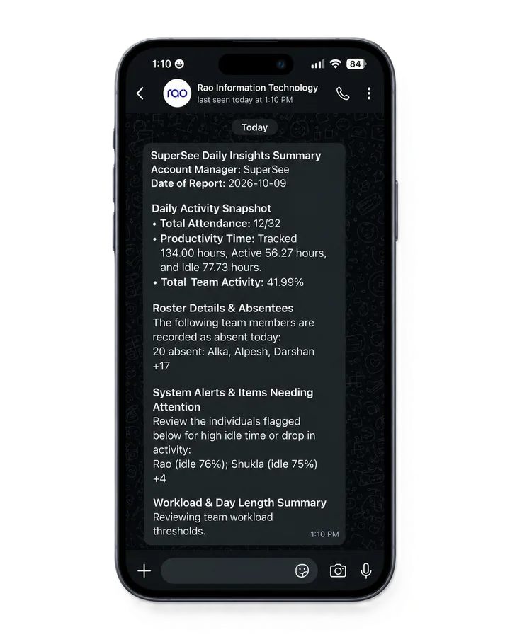 SuperSee daily summary on WhatsApp